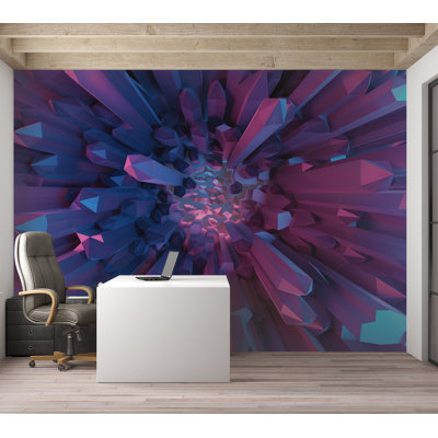 3D Illusion Wallpaper Wall Mural - Crystal Geometric Fantasy
