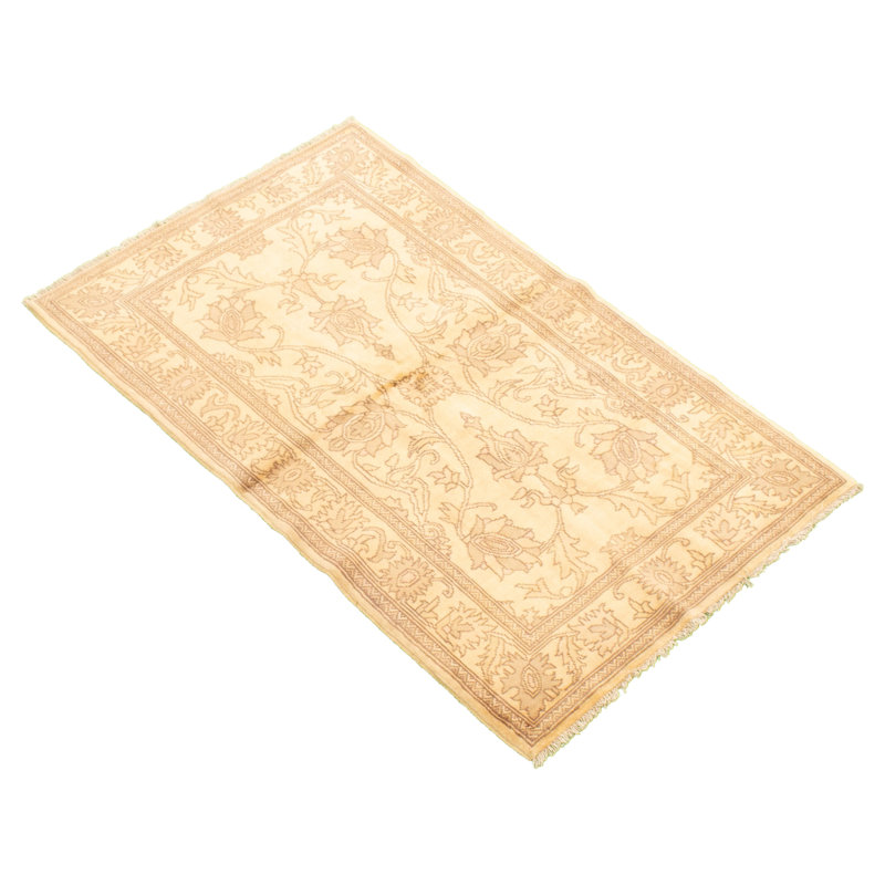 Tapis en laine ivoire/brun 3 pi 2 po x 5 pi 2 po à la main one-of-kind-noué la 2010 chobi Verda