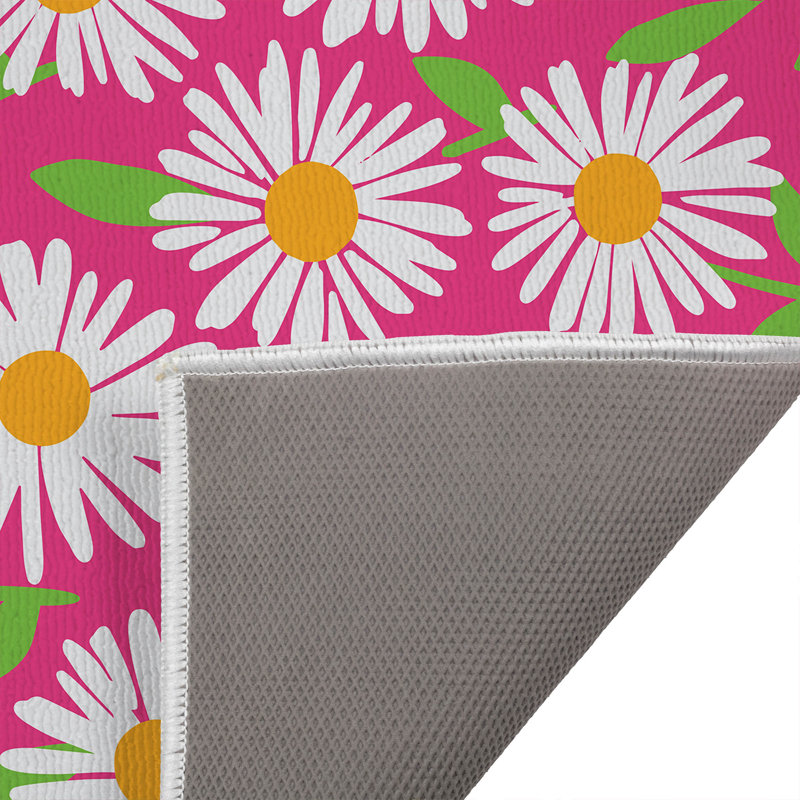 Tapis de bain Sweet Daisy, Rose vif, Simple - L 24 po x l 21 po