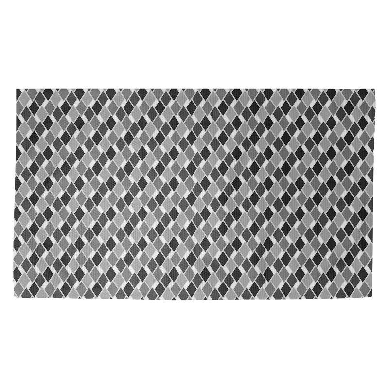 Tapis zone grise diamants rétro Avicia, Rectangle 2 pi 2 po x 3 pi 4 po