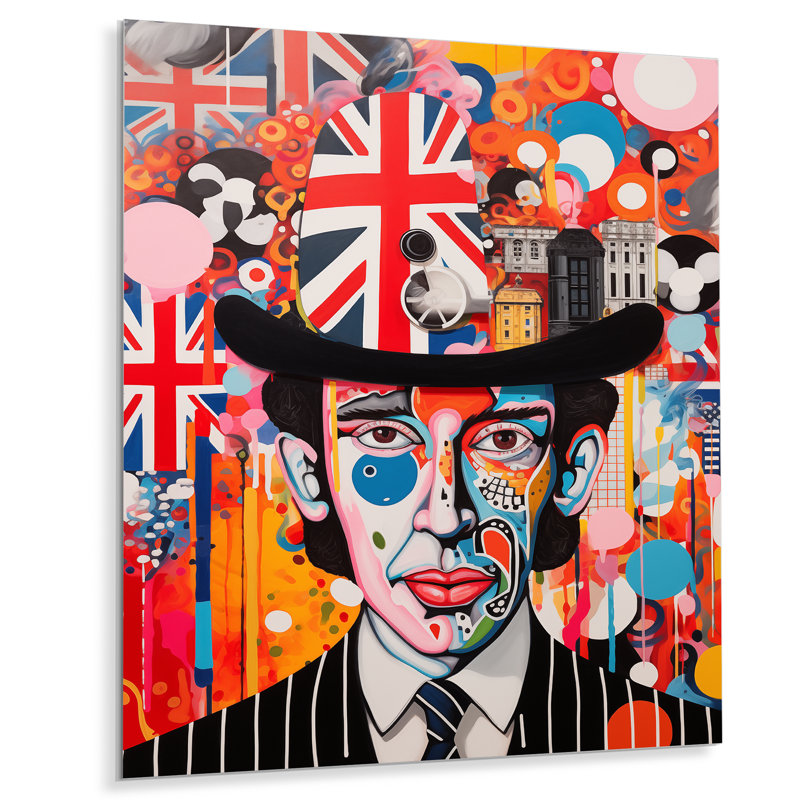 London London Pop Art Man Portrait - City London Wall Ar, impression d'art mural, Métal métal, H 20 po x l 12 po x P 1 po