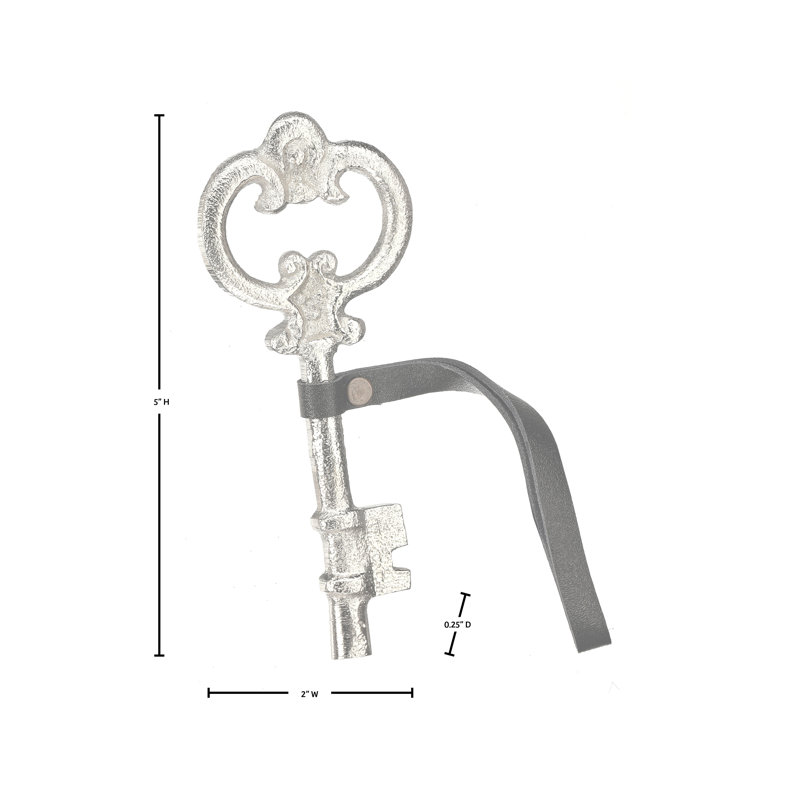 Ornement clé antique 5 "avec sangle en cuir 
