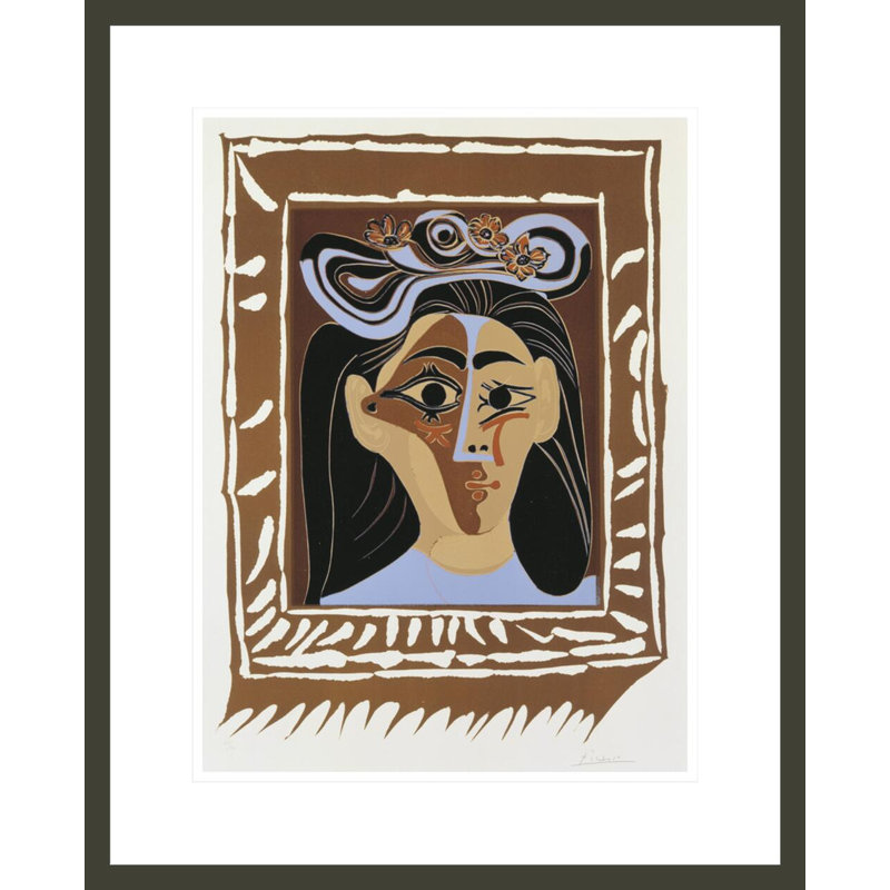 Jacqueline au chapeau à fleurs par Pablo Picasso, H 21,75 po x l 17,62 po