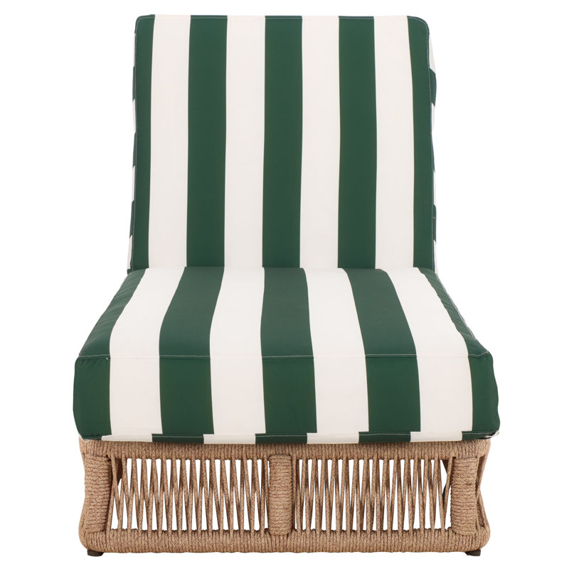 Gillian Steel and Rope Chaise Lounger, Green