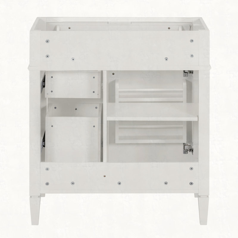 Meuble-lavabo de salle de bain de 30 po sans lavabo supérieur, armoire de rangement moderne avec 2 tiroirs et un tiroir rabattable (BASSIN INCLUS)