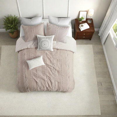 Ensembles de literie confortables en jacquard de coton, style rosé, élégance de chambre à coucher
