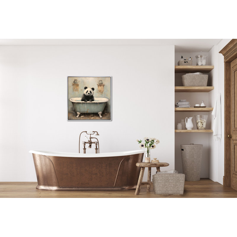«Bathroom Panda Joy», art mural sur toile