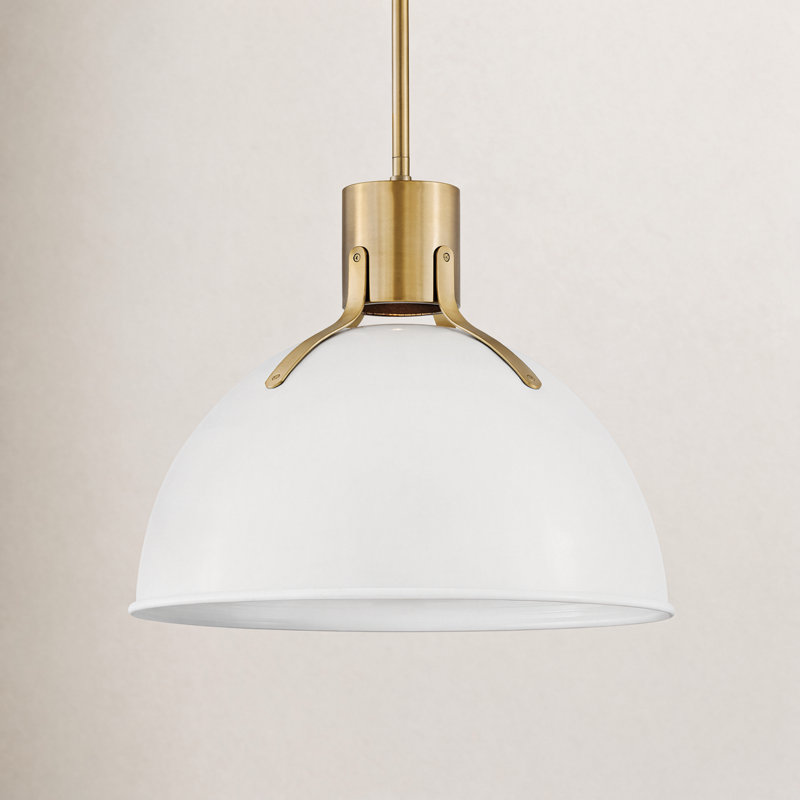 Clendon 1-Light Dimmable Metal Dome Pendant, Polished White, 17" H x 20" W x 20" D, Polished White