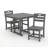 Gray HDPE Outdoor Patio Dining Set, 37.8 in. Square Table with 2 Chairs, All-Weather 3-Piece Bistro Set