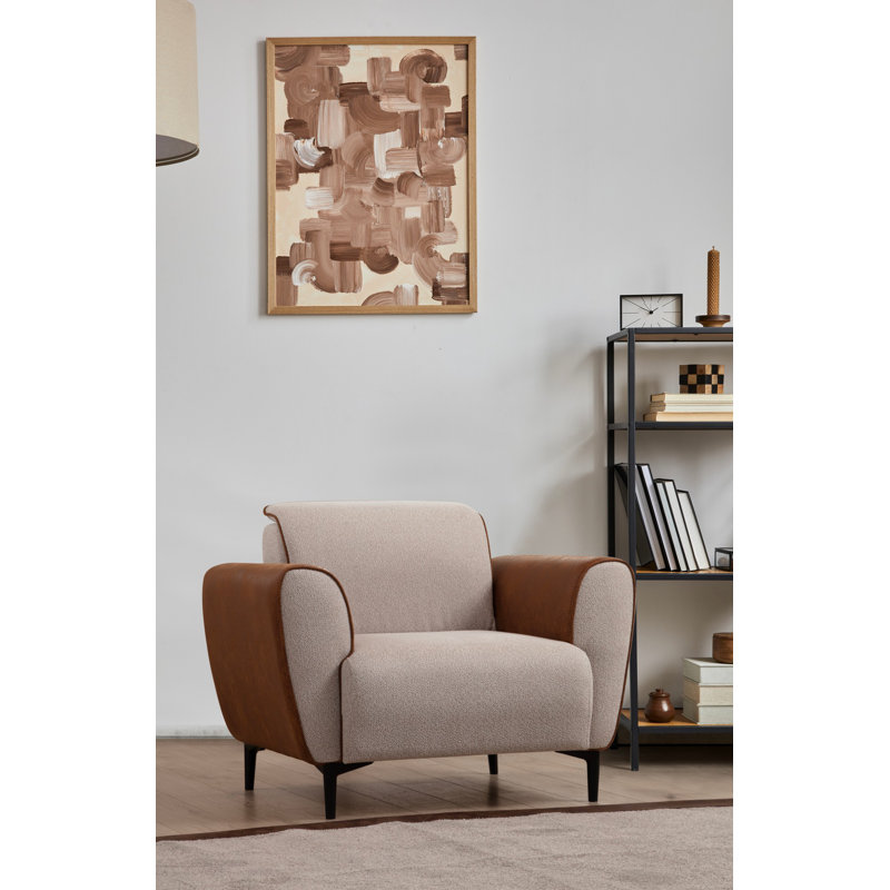 Canapé 1 place, Polyester cannelle beige