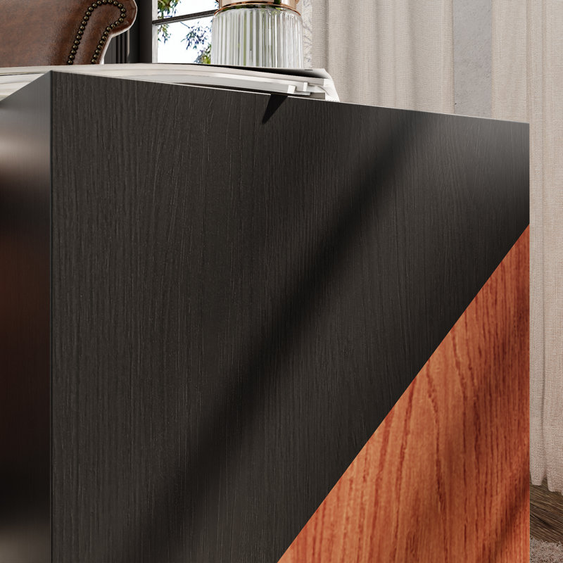 Black Brown Block End Table, Brown