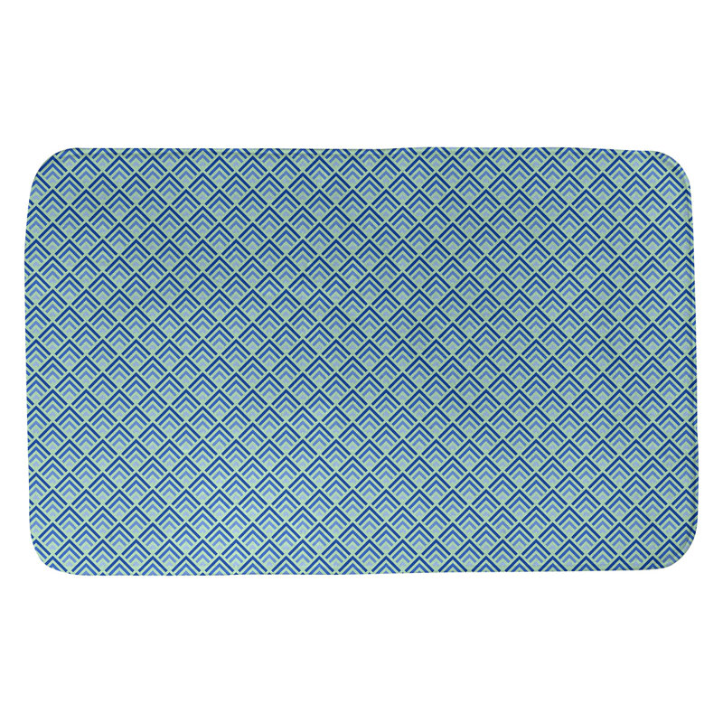 Tapis pour salle de bain dégradé Avicia, l 21 po x L 34 po, Vert / Bleu