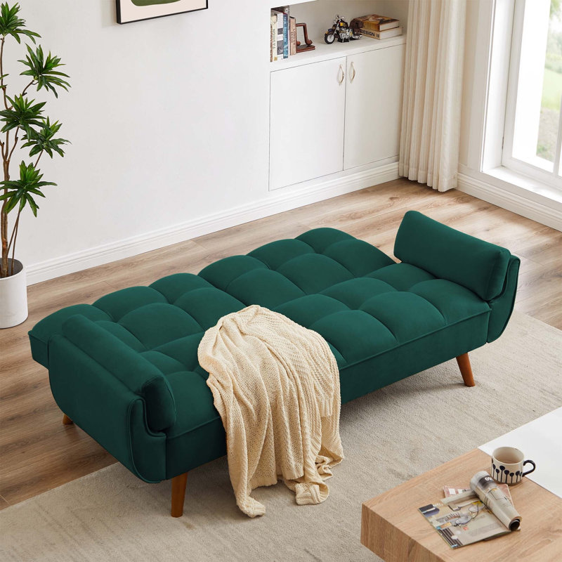 Canapé-lit à futon capitonné Esung, Lin vert