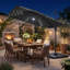 Parasol de patio en porte-à-faux décalé de 10 pi, guirlandes lumineuses à DEL à énergie solaire, auvent imperméable UV50 + et cadre antirouille, convient au bord de la piscine, au jardin-153187798