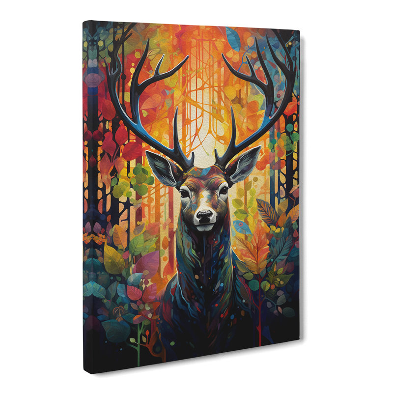 Deer Orphism - Wrapped Canvas Print, 76cm H x 50cm W x 3cm D