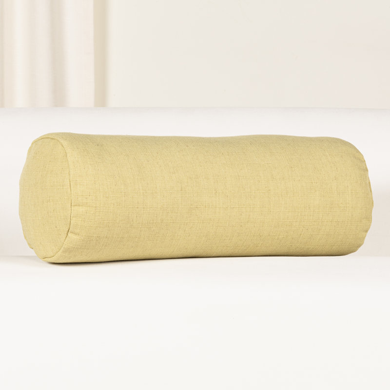 Indy Faux Linen Accent Pillow, Green, Polyester, Bolster 8"H x 21"W