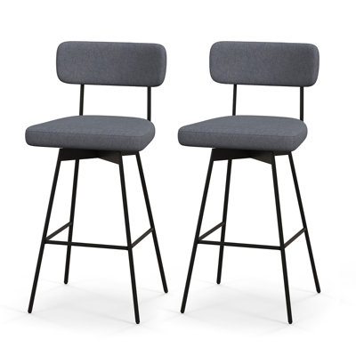 George Oliver 2pcs Swivel Bar Stool Upholstered Bar Height Dining Chair W/ Footrest by George Oliver