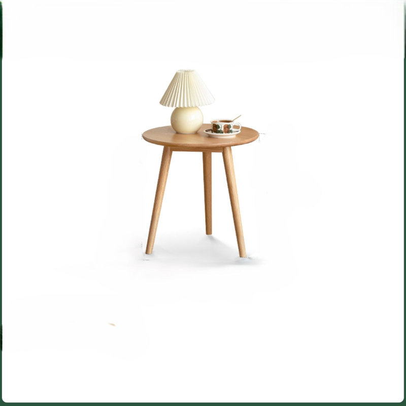 Table d'appoint ronde moderne en bois massif de 17,7 po de largeur, Brown Wood