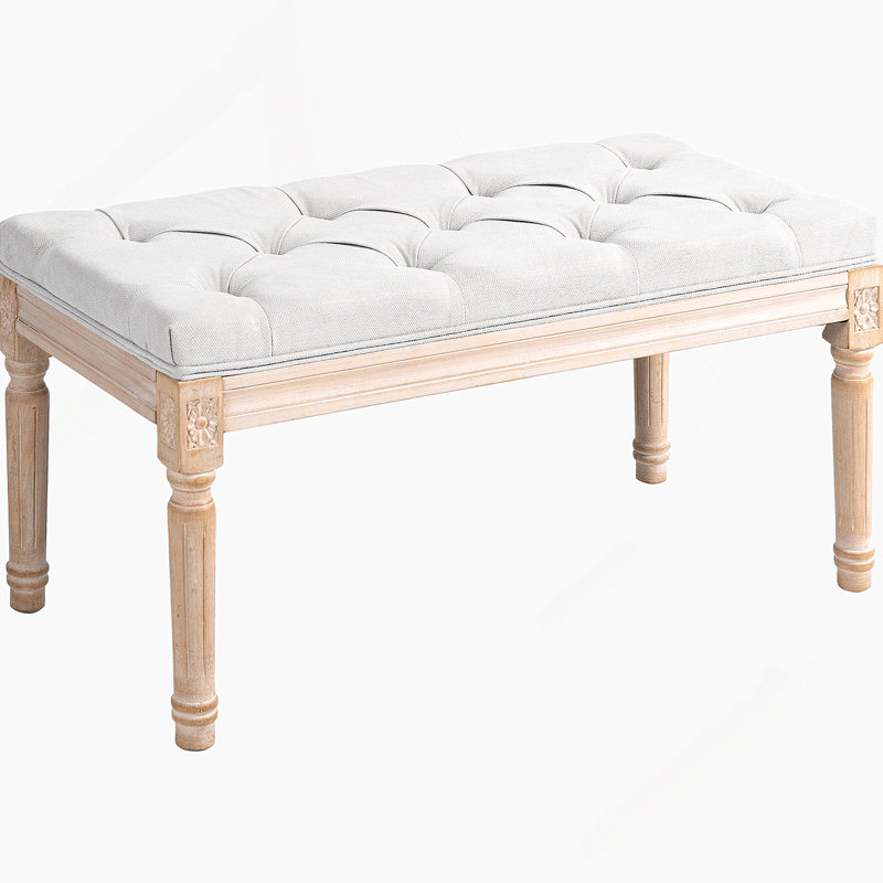 End Of Bed Bench, Upholstered Bedroom Bench, Cream White