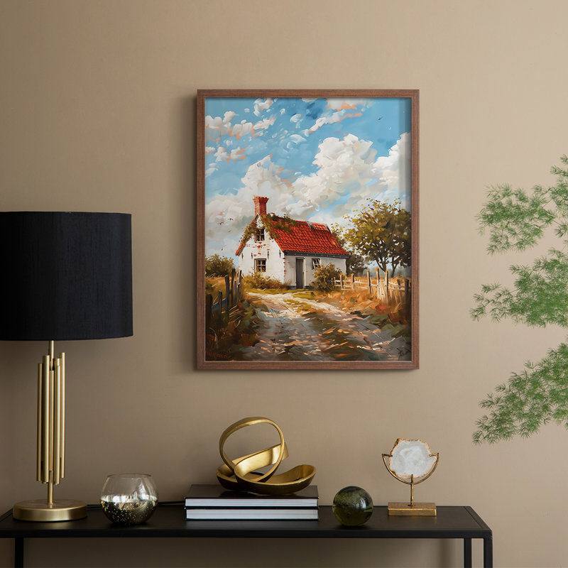 Paysages de la série CVI - reproduction encadrée de qualité supérieure - prête à être accrochée - aucun clou requis, Noyer