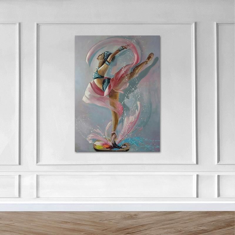 «Ballet Girl In Pink Dress Doing A Swan», impression sur toile tendue, H 14 po x l 11 po x P 2 po