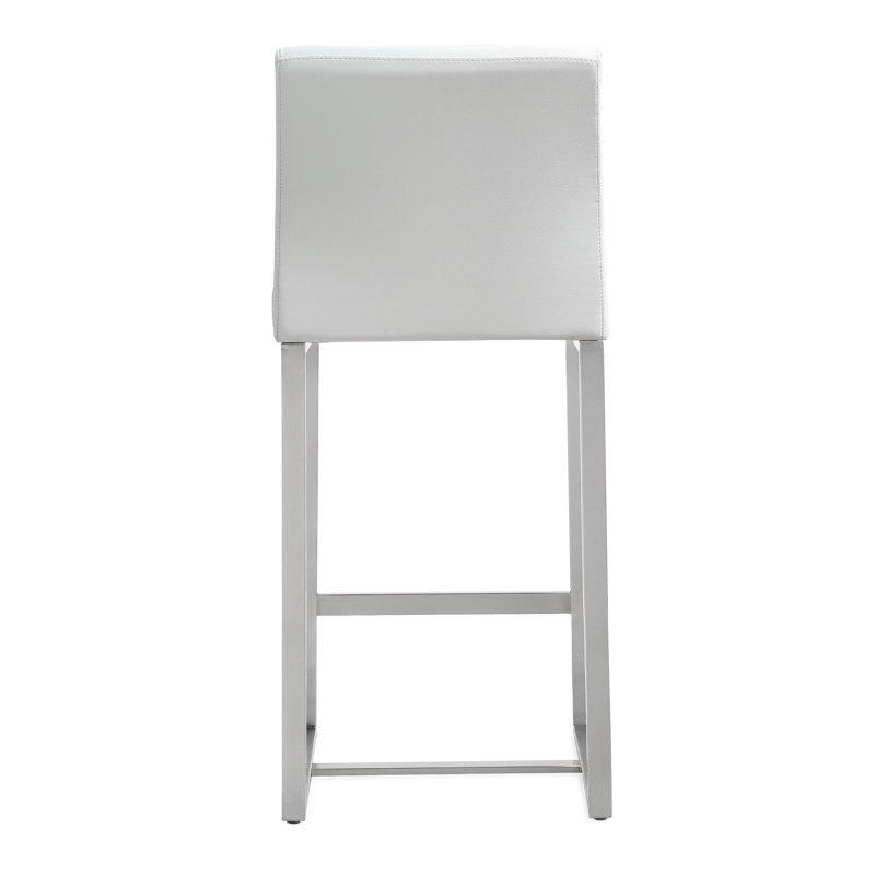 Upholstered Counter Stool with Metal Frame, 68.6cm, White/Silver
