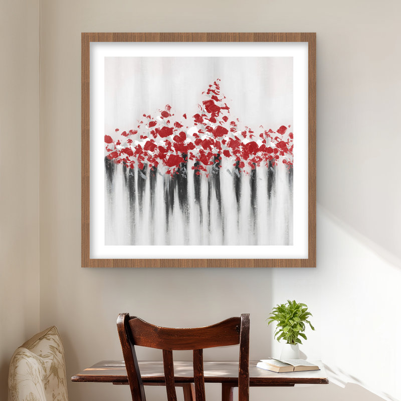 «Falling Red Dot» - reproduction matte encadrée grise pour la décoration intérieure