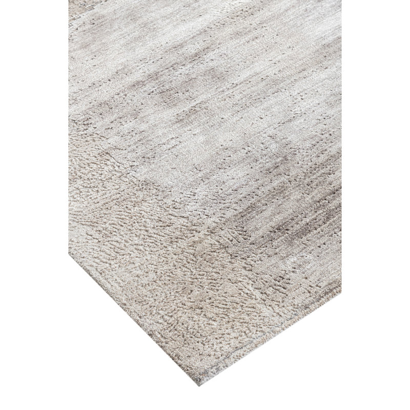 Hand Knotted Abstract Area Rug in Light Gray/Rust/Ivory, Rectangle 6' x 9'