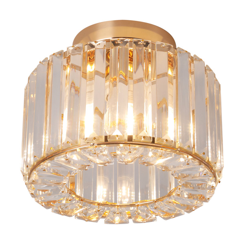 Glass Semi Flush Mount, Gold