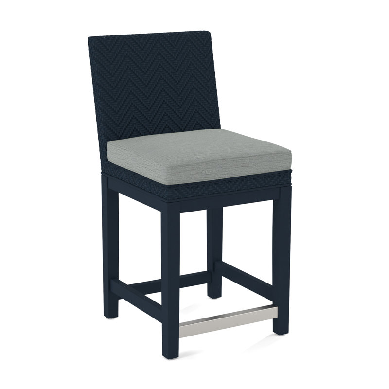 Upholstered Stool, Eggshell Crypton Performance; 0884-93, Navy Finish