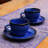 Corrigan Studio Handmade Relaxing Blue Ceramic Cups And Saucers (Pair)