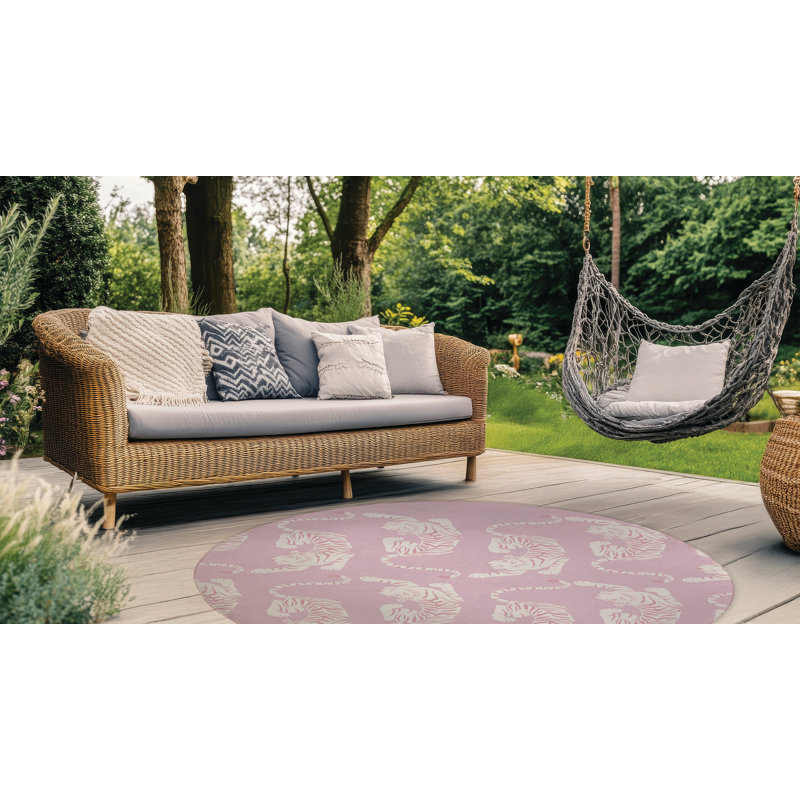 Hey Tiger Outdoor Rug, Round 5'