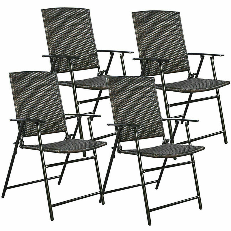 Basit Premium All-Weather Wicker Outdoor Folding Dining Side Chair