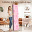 Cloison pliante à 4 panneaux avec paravent en toile rose pastel et séparateur mural de protection autoportant-1947036730-1947036676