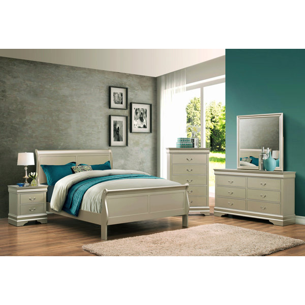 Jamene Philip Cherry Sleigh Bedroom Set B3800 Special 5 Bed Dresser Mirror Nightstand Chest Winston Porter Bed Size: King