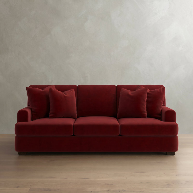 Emilio Upholstered 90'' Sofa, Bella Ruby Performance Velvet