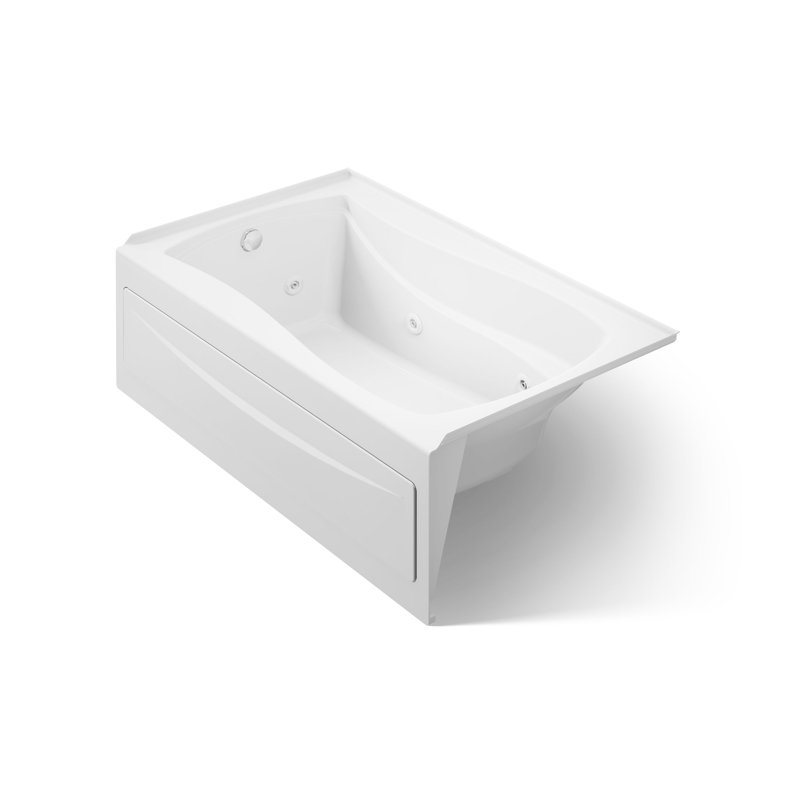 Mariposa 60" x 36" Alcove in Whirlpool Acrylic Bathtub with Heater, Almond, Left