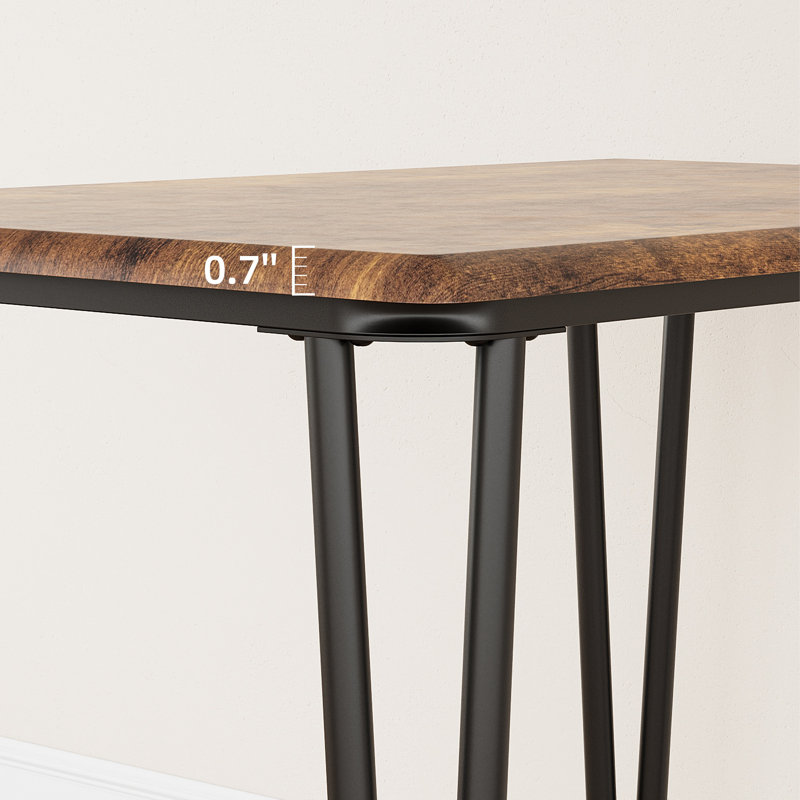 Ensemble de table de salle à manger 3 pièces pour 2 personnes - table de cuisine en bois avec 2 chaises rembourrées, structure en métal robuste, idéal pour un appartement ou un coin-repas - brun rustique, couleur classique