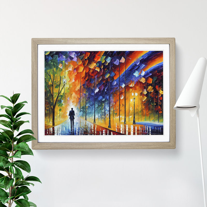 Alone By The Trees - Single Picture Frame Painting, 25cm H x 34cm W x 2cm D, Oak