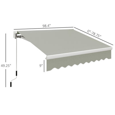 Outsunny 2'' Polyester Beige Cover Retractable Patio Awning