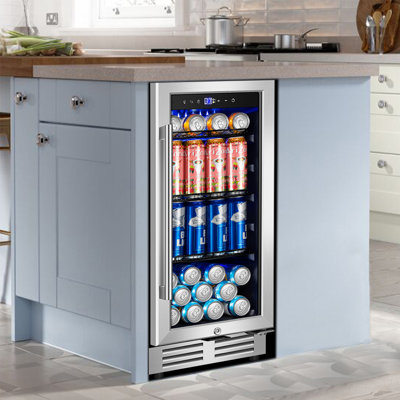 Réfrigérateur à boissons encastré / autoportant de 15 pouces refroidisseur de bière 130 bouteilles avec porte en verre et porte verrouillable Classic Series