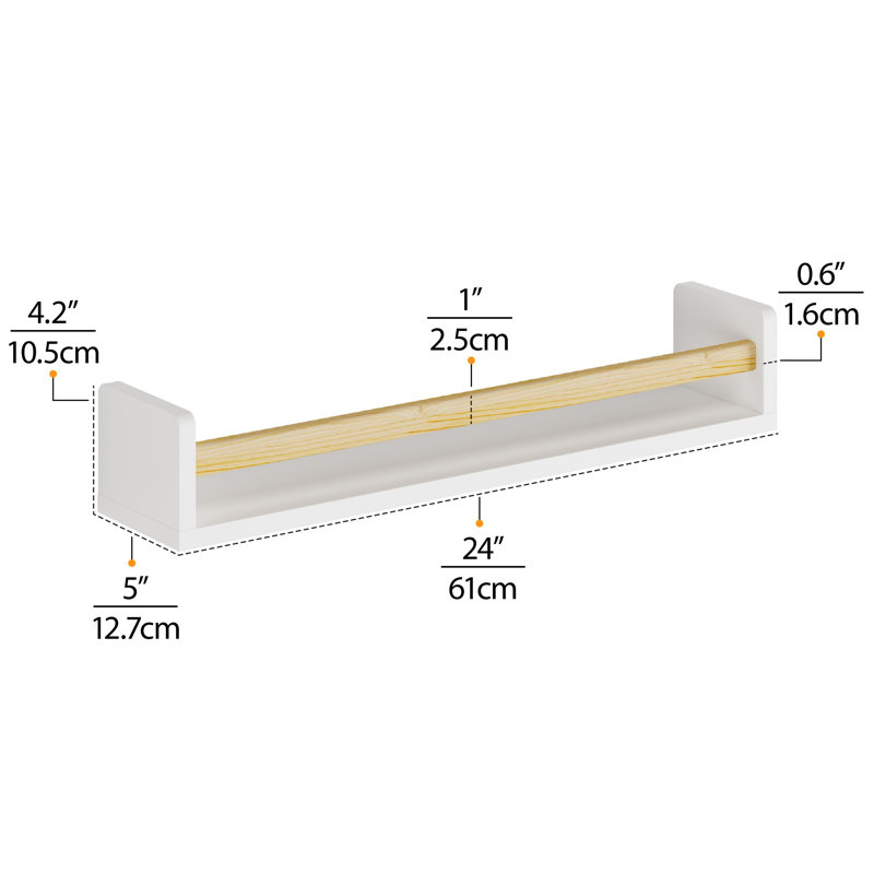 Edney 3 Piece Paulownia Solid Wood Floating Shelf