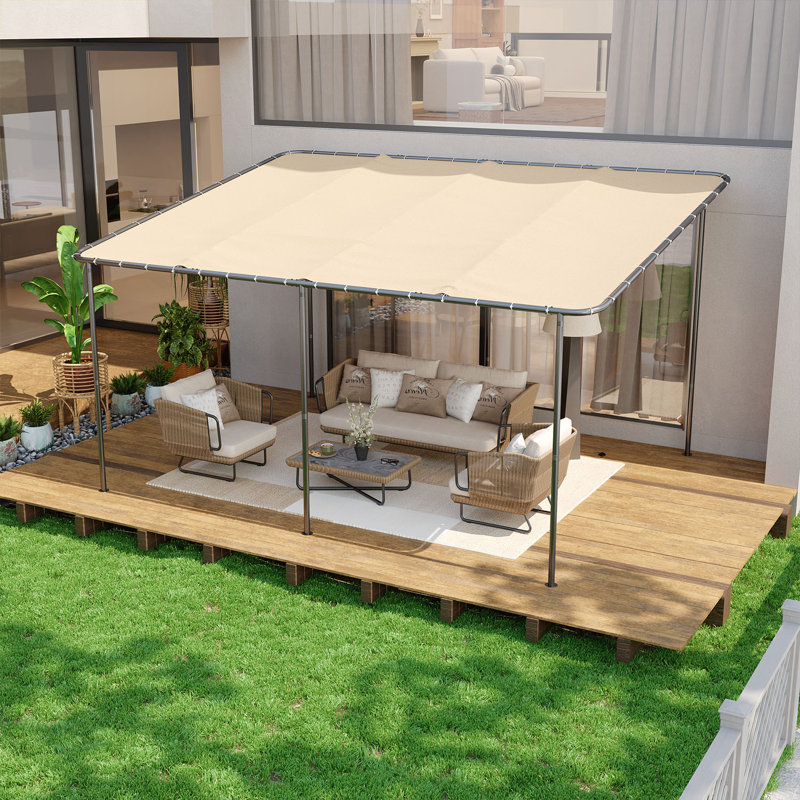 16 pi L 12 pi. Pergola en métal avec auvent, 16 Ft. W x 12 Ft. D