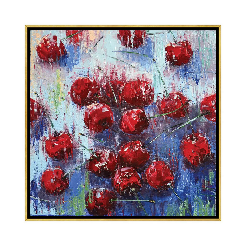 «Cherry I», reproduction d'art sur toile encadrée, H 18 po x l 18 po, Reproduction encadrée sans toile tendue, Doré