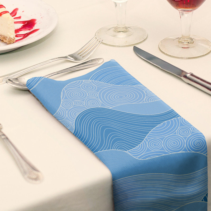 Serviette de coton à ondulations à la main, H 0,1 po x l 10 po x P 10 po, Bleu, Sergé de polyester