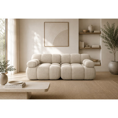 Selia Cloud Velvet Modular Corner Sofa with Ottoman – Oversized Cream Lounge Sectional