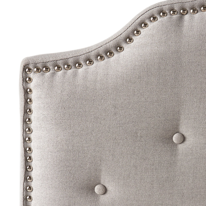 Grey Fabric Upholstered Headboard - Queen & Full Sized With Contemporary Appeal Button Diamond Stitch And Fine Nailhead Accents Assembly Required Delightful