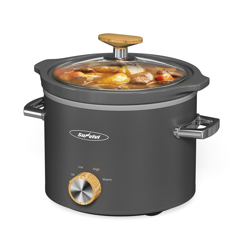 2 Quart Slow Cooker, Small Slow Cooker With Removable Ceramic Pot, Slow Cooker Food Warmer With 3 Heating Settings & Dishwasher Safe Glass Lid, Grey