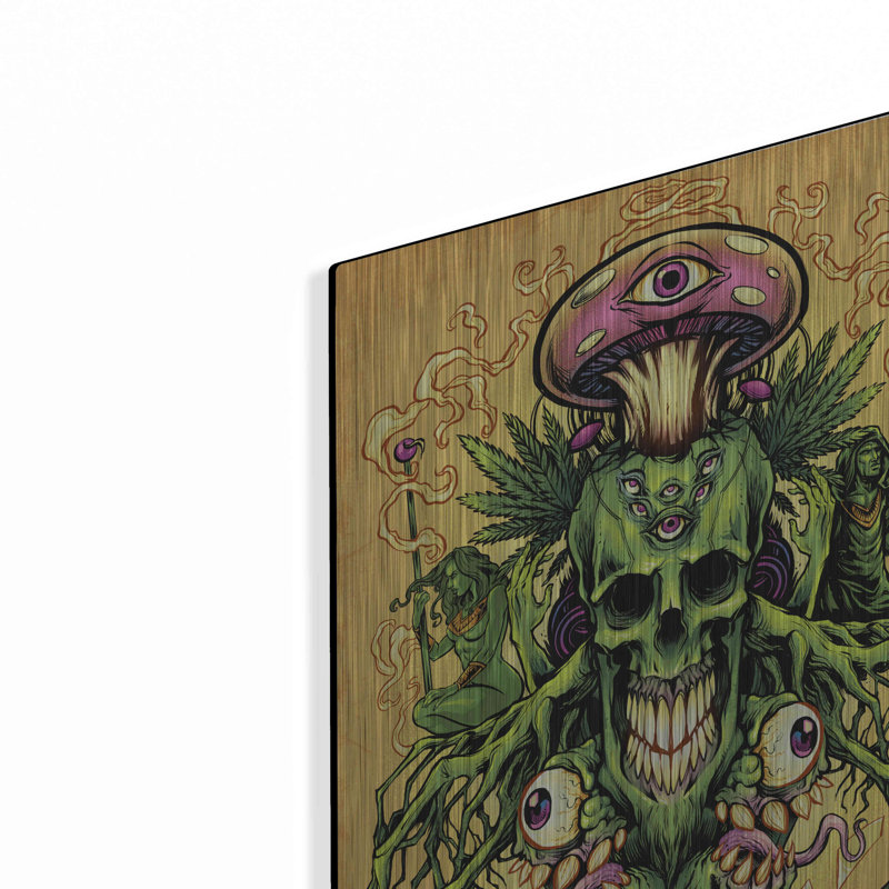 "Crâne et champignons de marijuana" par Flyland Designs, H 16 po x l 12 po
