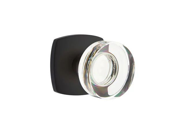 Ensemble de mortaise intérieure Emtek Passage avec rosette urbaine moderne et poignée en verre à disque moderne, Dos plat